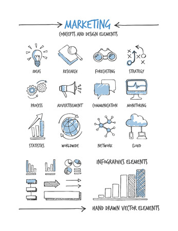 Marketing and business hand drawn concepts and iconsのイラスト素材