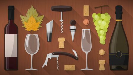 Wine tasking toolkit for wine makers, sommelier and experts, including wine glass, bottles,...