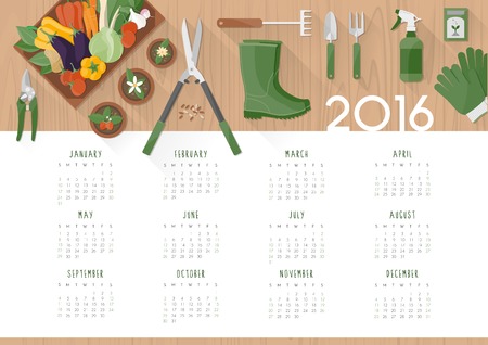 Gardening calendar 2016のイラスト素材