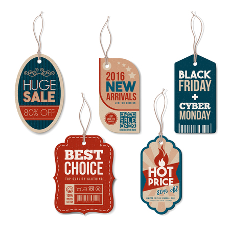 Vintage tags with stringsのイラスト素材