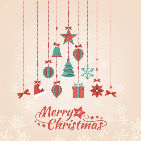 Hand crafted paper Christmas decorations composing a tree, holiday and celebration bannerのイラスト素材