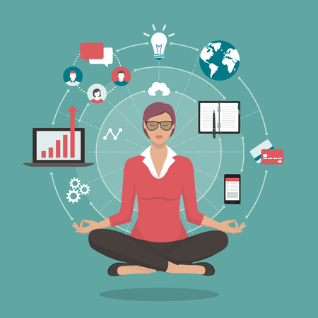 Businesswoman practicing mindfulness meditation.のイラスト素材