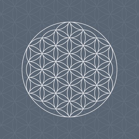 Flower of life sacred geometry pattern with overlapping circlesのイラスト素材