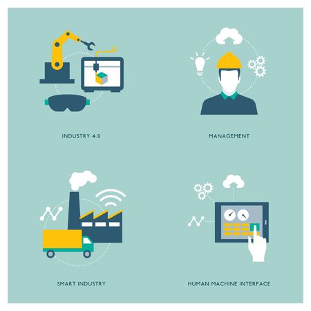 Smart industry, automation, technology and innovation concepts with iconsのイラスト素材
