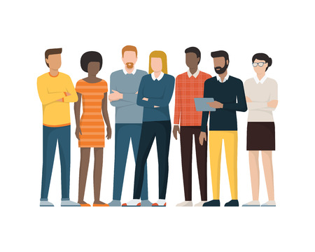 Multiethnic group of people standing together, community and togetherness conceptのイラスト素材