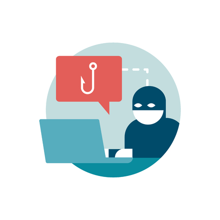 Hacker trying to steal passwords online: phishing, scam and malware conceptのイラスト素材