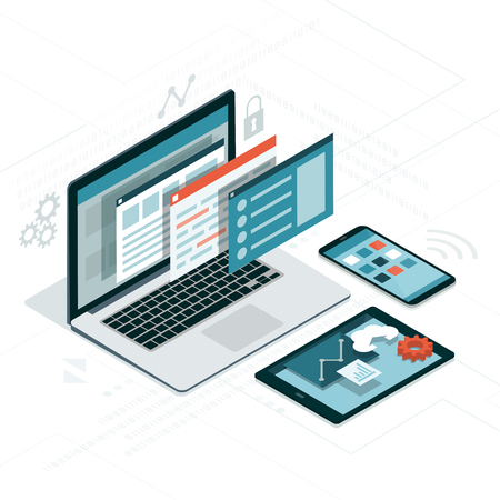 Web visual interface on laptop, tablet and smartphoneのイラスト素材