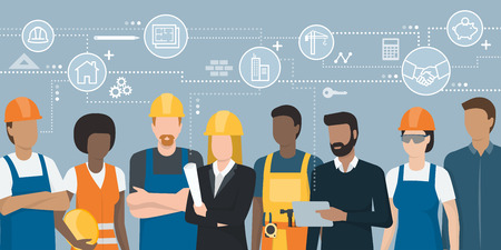 Construction workers and engineers image illustrationのイラスト素材
