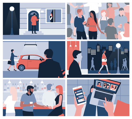 Sexual assault prevention for women: risky situations indoors, outdoors and onlineのイラスト素材