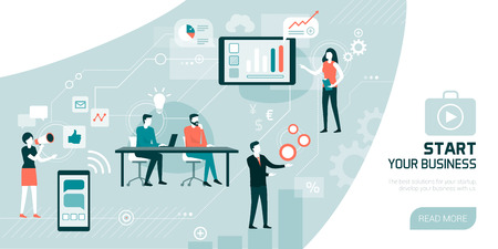 Team of business people working together, finance and marketing conceptのイラスト素材