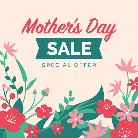Mother's day special sale promotional advertisement with blossoming flowersのイラスト素材