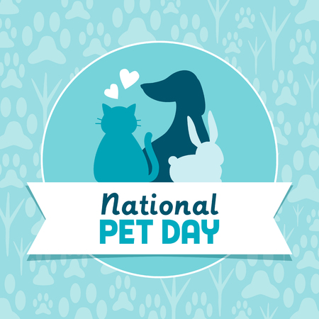 National pet day holiday social media post and card design with cute petsのイラスト素材