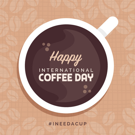 Happy international coffee day social media post and promotional card with cupのイラスト素材
