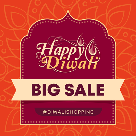 Happy Diwali sale promotional card and social media postのイラスト素材