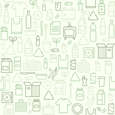 Waste separate collection and recycling seamless pattern and ecology backgroundのイラスト素材