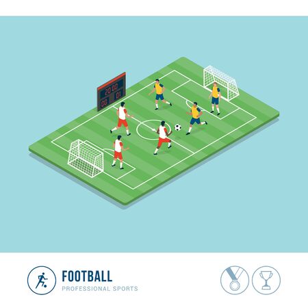 Professional sports competition: football match, football teams playing together in a championshipのイラスト素材