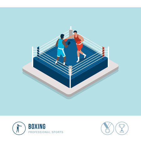 Professional sports competition: opponents boxing in the ringのイラスト素材
