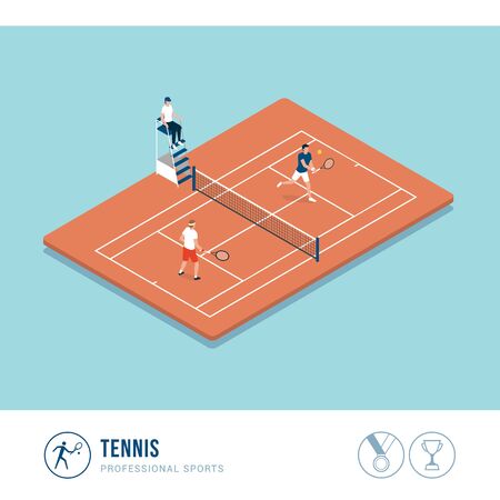 Professional sports competition: tennis players during a matchのイラスト素材