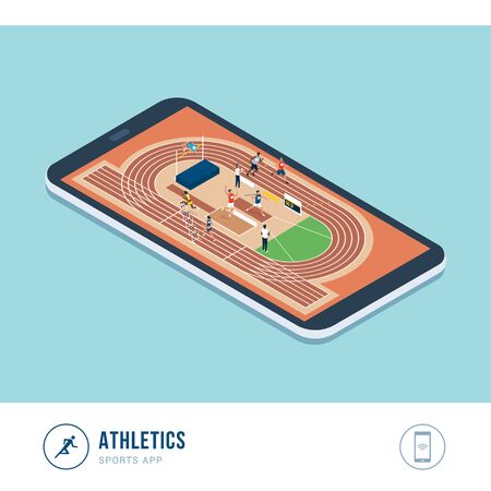 Professional sports competition: athletics, professional athletes performing together in athletics competitionsのイラスト素材