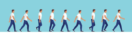 Male character walk cycle sequence, side viewのイラスト素材