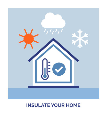 Energy-efficient home: insulate your house and prevent heat lossのイラスト素材