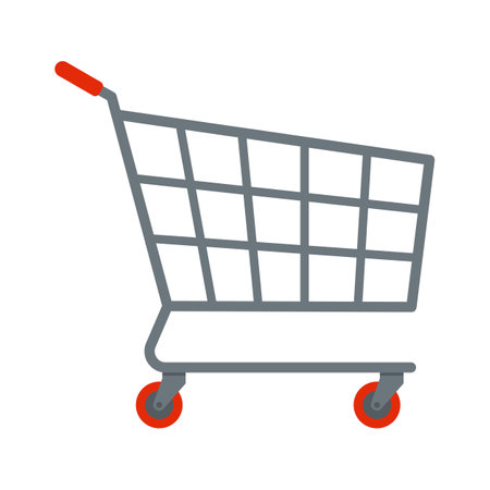 Empty supermarket shopping cart isolated, grocery shopping and sale conceptのイラスト素材