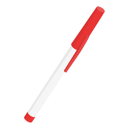 Plastic pen with red cap, office and school suppliesのイラスト素材