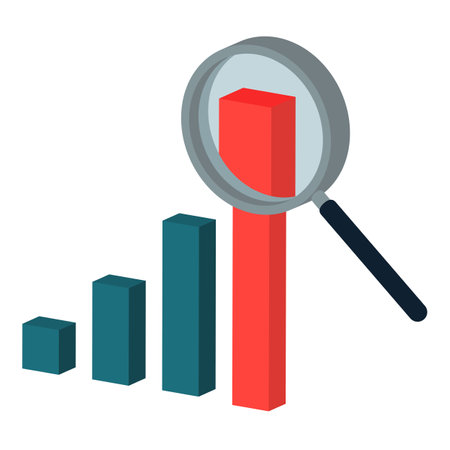Positive trend bar chart and magnifier showing growthのイラスト素材