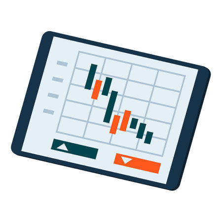 Financial chart on touch screen tablet, isolatedのイラスト素材