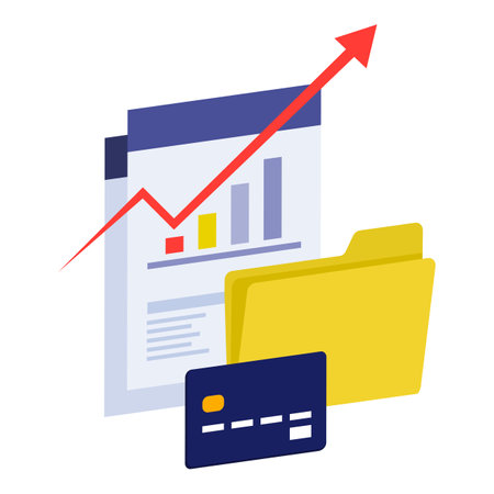 Positive trend chart on financial report and credit card, isolatedのイラスト素材