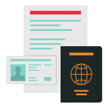 Passport, ID card and travel insurance: travel documents isolatedのイラスト素材