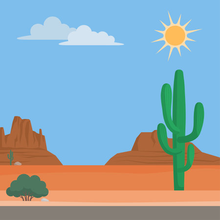 North American desert background with cactus, nature and travel conceptのイラスト素材