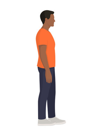 Confident man standing and looking ahead, side view, isolatedのイラスト素材