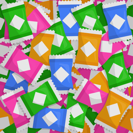 Colorful wrapped candies seamless pattern background, celebrations and food conceptのイラスト素材
