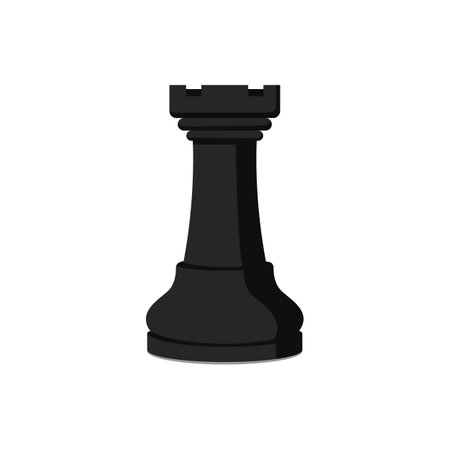 Chess piece isolated: black rook, strategy and board games conceptのイラスト素材