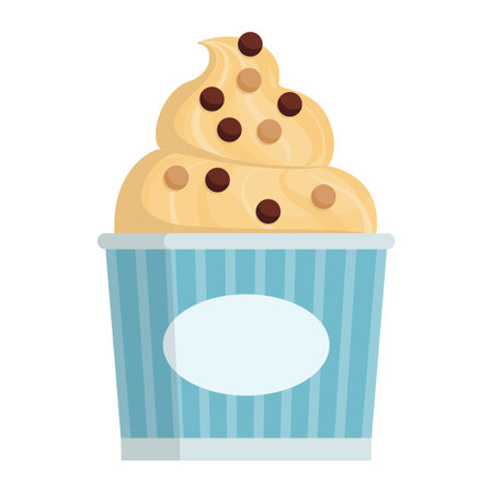 Delicious creamy vanilla flavor ice cream in a cup, isolatedのイラスト素材