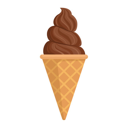 Delicious chocolate flavor ice cream in a wafer cone, isolatedのイラスト素材