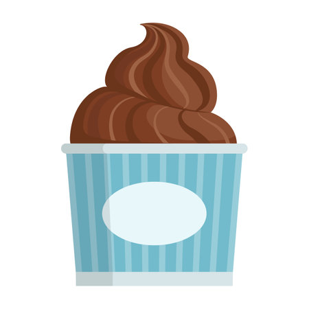 Delicious creamy chocolate flavor ice cream in a cup, isolatedのイラスト素材