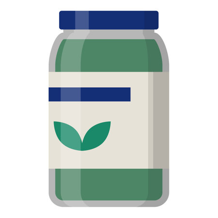 Green pesto sauce in a jar isolated, food ingredients and sauces conceptのイラスト素材
