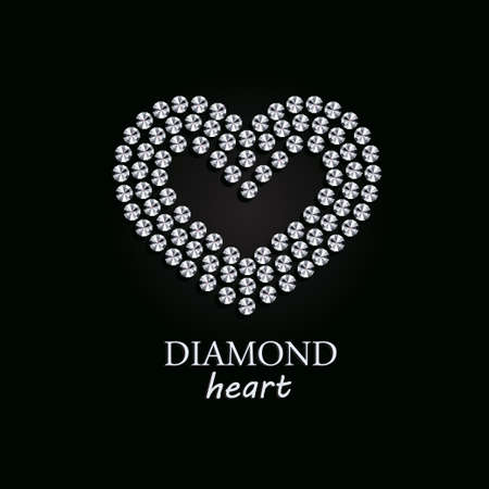 Heart made of diamonds on a black backgroundのイラスト素材