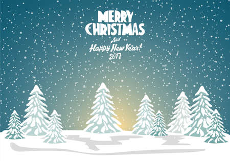 Merry christmas card with firs. Vector illustration. Happy new yearのイラスト素材