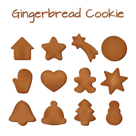 Set of gingerbread cookies on a white background.のイラスト素材