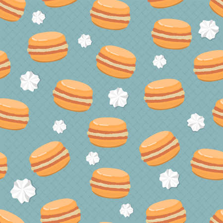 Cute seamless pattern with macaroons. French sweets. Pattern.のイラスト素材