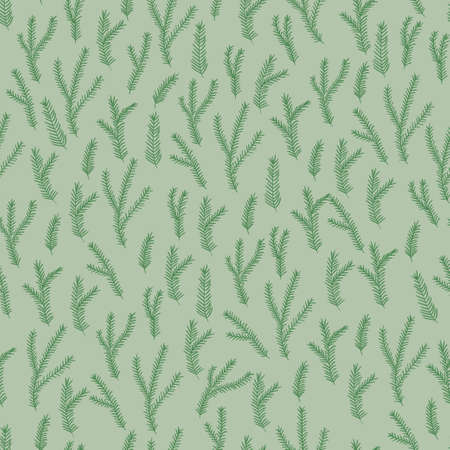 Hand-drawn Christmas tree branches. Pattern.のイラスト素材