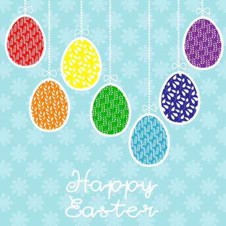 Happy easter. Holiday card with Easter eggs.