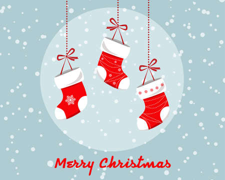 Cute Christmas Socks set - vector holidays Illustration.のイラスト素材