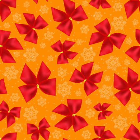 Seamless pattern of Christmas bows and snowflakes.のイラスト素材