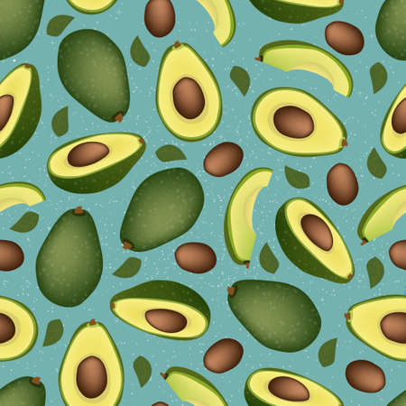 Seamless background from a ripe avocado with seeds. Pattern.のイラスト素材