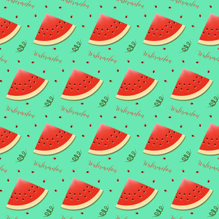 Seamless background with juicy slices of watermelon. Pattern.のイラスト素材