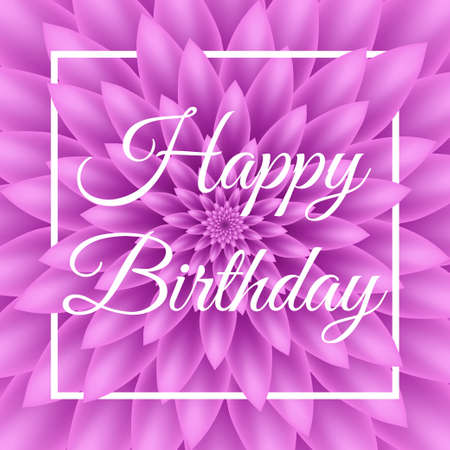 Happy Birthday card - Greeting Card with purple chrysanthemum in the background.のイラスト素材